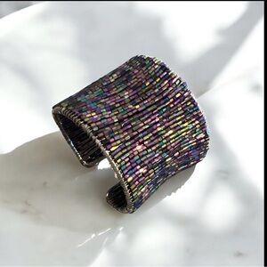 Multicolor Beaded Cuff Bracelet